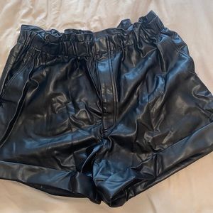 High waisted leather shorts